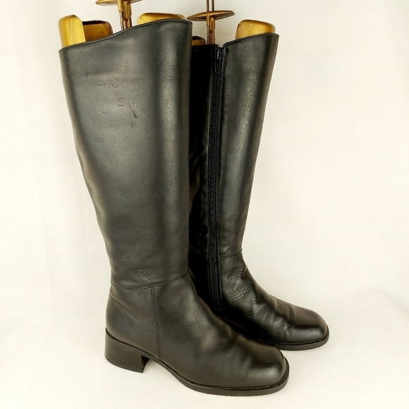 COLLÈGE black long leather winter Made in Canada Size 6B - Picture 2 of 16